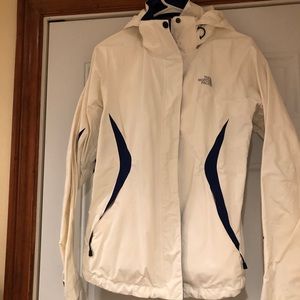 White and Blue North Face Jacket